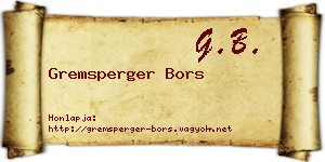 Gremsperger Bors névjegykártya